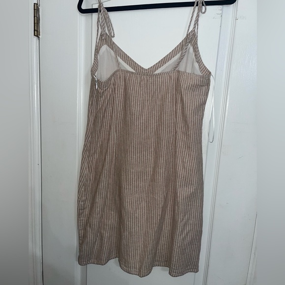 Abercrombie and Fitch Linen Blend Tan Striped Mini Dress NWT — M - Picture 7 of 8